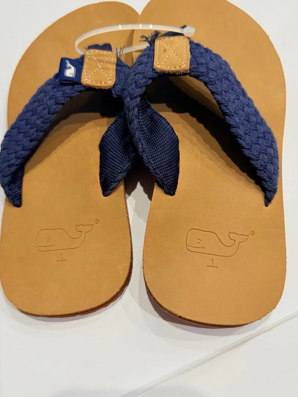 Vineyard Vines Kids Navy Braided Strap Flip Flops
